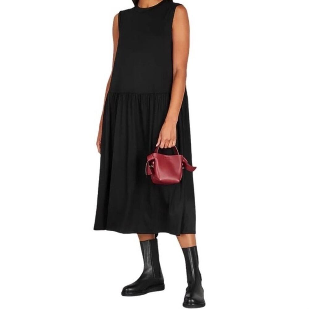 Eileen fisher tencel jersey knit dress black swing minimalist lagenlook casual L